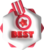 3D illustration GUARANTEED medal with stars and text BEST png