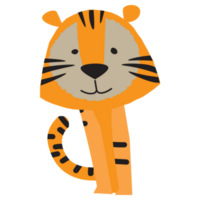 Cute tiger hand drawn illustration, Cartoon animal character png