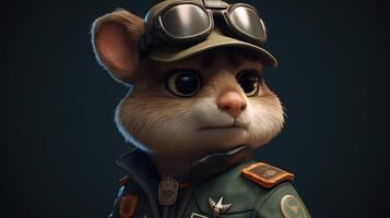 intelligent cooperative pilot mouse, digital art illustration, photo