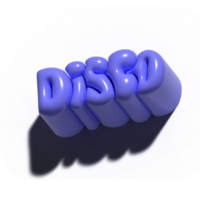 Raster 3d modeling clay word - disco. Realistic 3d render lettering. Creative monochrome design. Volume bubble cartoon style. png