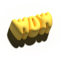 Raster 3d modeling clay word - wow. Realistic 3d render lettering. Creative monochrome colorful design. Volume bold typography style. png