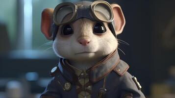intelligent cooperative pilot mouse, digital art illustration, photo
