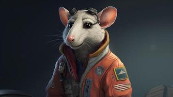 cute mouse technician, digital art illustration, photo