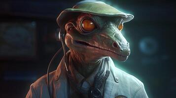 newt nurse, digital art illustration, photo