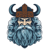 viking hoofd met gehoornd helm en baard Aan transparant achtergrond voor tatoeëren of t-shirt ontwerp png