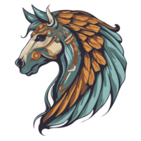 caballo cabeza con con alas melena. aislado ilustración en transparente antecedentes png