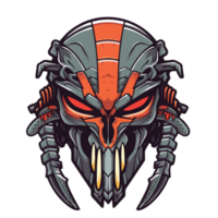 Monster warrior helmet on transparent background for tattoo or t-shirt design png