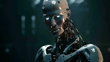 ein Humanoid Roboter hat gewesen erstellt nutzen fälschen Einsichten zu nehmen nach ein Mensch Sein. kreativ Ressource, Video Animation
