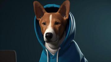 cute and stylish basenji dog, digital art illustration, photo