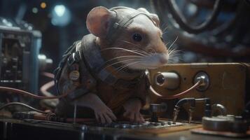 shrew life support technician, digital art illustration, photo