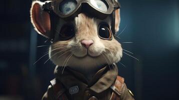 intelligent cooperative pilot mouse, digital art illustration, photo