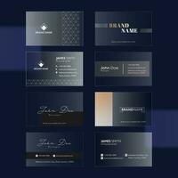 Translucent Business Or Visiting Card Set On Blue Background. vector