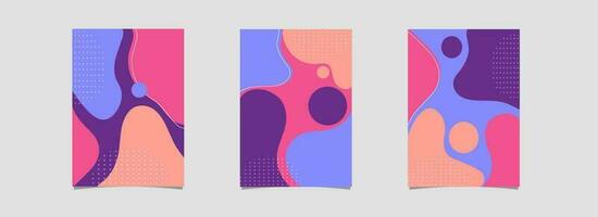 Advertising template or flyer design set with colorful fluid art abstract. vector