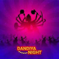 Dandiya Night party poster or template design with illustration of people dandiya dance on the occasion of Navratri Festival. vector