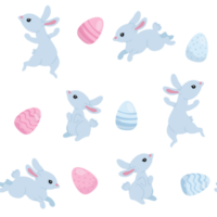 Happy Easter seamless pattern, cute blue bunnies and Easter eggs, for textiles, easter cards, banners, wallpapers png