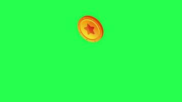 verde pantalla que cae amarillo monedas con un estrella símbolo en el medio video