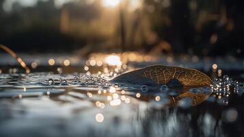 Droplet Dance, water droplets dancing on the surface of a pond photo