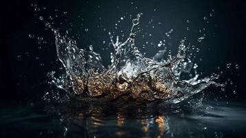 High-Speed Splash, Intricate Water Collision, water splashes forming photo