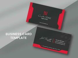 Business Card Template Design In Red And Black Color. vector