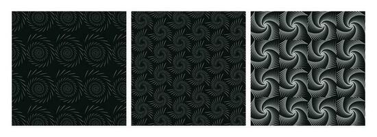 Black And White Color Abstract Geometric Illusion Effect Background In Three Option. vector