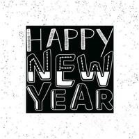 Greeting card design with creative text Happy New Year in black and white color. vector