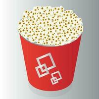 Red popcorn bucket in 3d style. vector