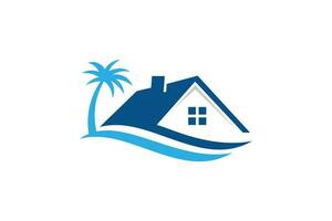 diseño de logotipo de casa de playa vector