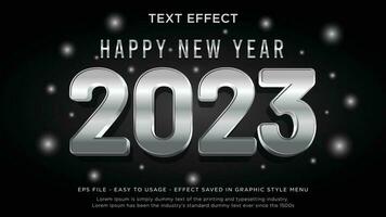 Chrome 3d editable text effect with 2023 concept vector