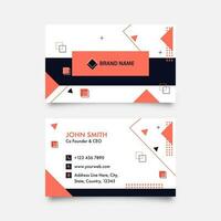 Abstract Horizontal Business Card In Front And Back View. vector