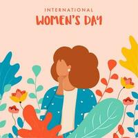 Faceless Woman Character with Colorful Nature View on Pastel Pink Background for International Women's Day. vector