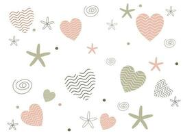 Abstract Background Decorated With Hearts And Flower. vector