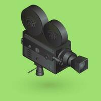 3D video camera on green background. vector