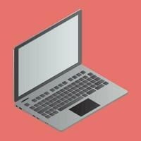 3D illustration of laptop on orange background. vector