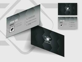 Front and back view collection of business card or horizontal template design with hexagon pattern. vector