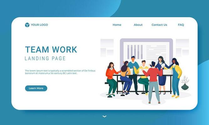 Business people working together on workplace for Teamwork concept based landing page design.
