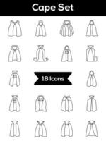 Illustration of Cape Icon Set in Flat Style. vector