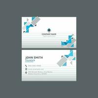 Abstract Business Or Visiting Card In Front And Back View On Gray Background. vector