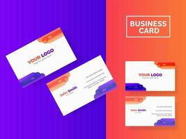 Front And Back View Of Horizontal Business Card Templates Design For Advertising. vector