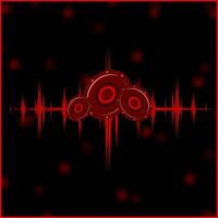 Sound Wave Music Equalizer Background With Woofers In Black And Red Color. vector