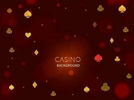 Casino Red Background Decorated With Card Suits. vector