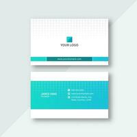 Horizontal Business Card Template Layout With Polka Dots In Cyan And White Color. vector