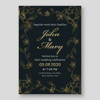 Elegant Wedding Invitation Card Design with Event Details. vector