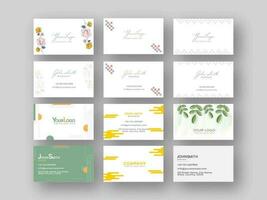 Set Of Horizontal Business Card Template In Front And Back View. vector