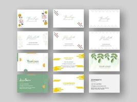 Set Of Horizontal Business Card Template In Front And Back View. vector