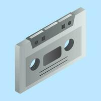 Isometric cassette element in grey color. vector