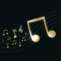 Abstract Musical Notes Background In Black And Golden Color. vector