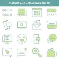 Set of Chatting And Messaging Icon in Green And White Color. vector