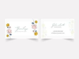 Floral Business Card Template Design In Front And Back Side. vector