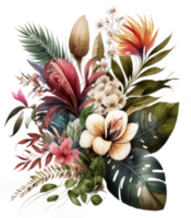 Watercolor tropical leaves cutout png