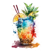 Watercolor tropical cocktail cutout png